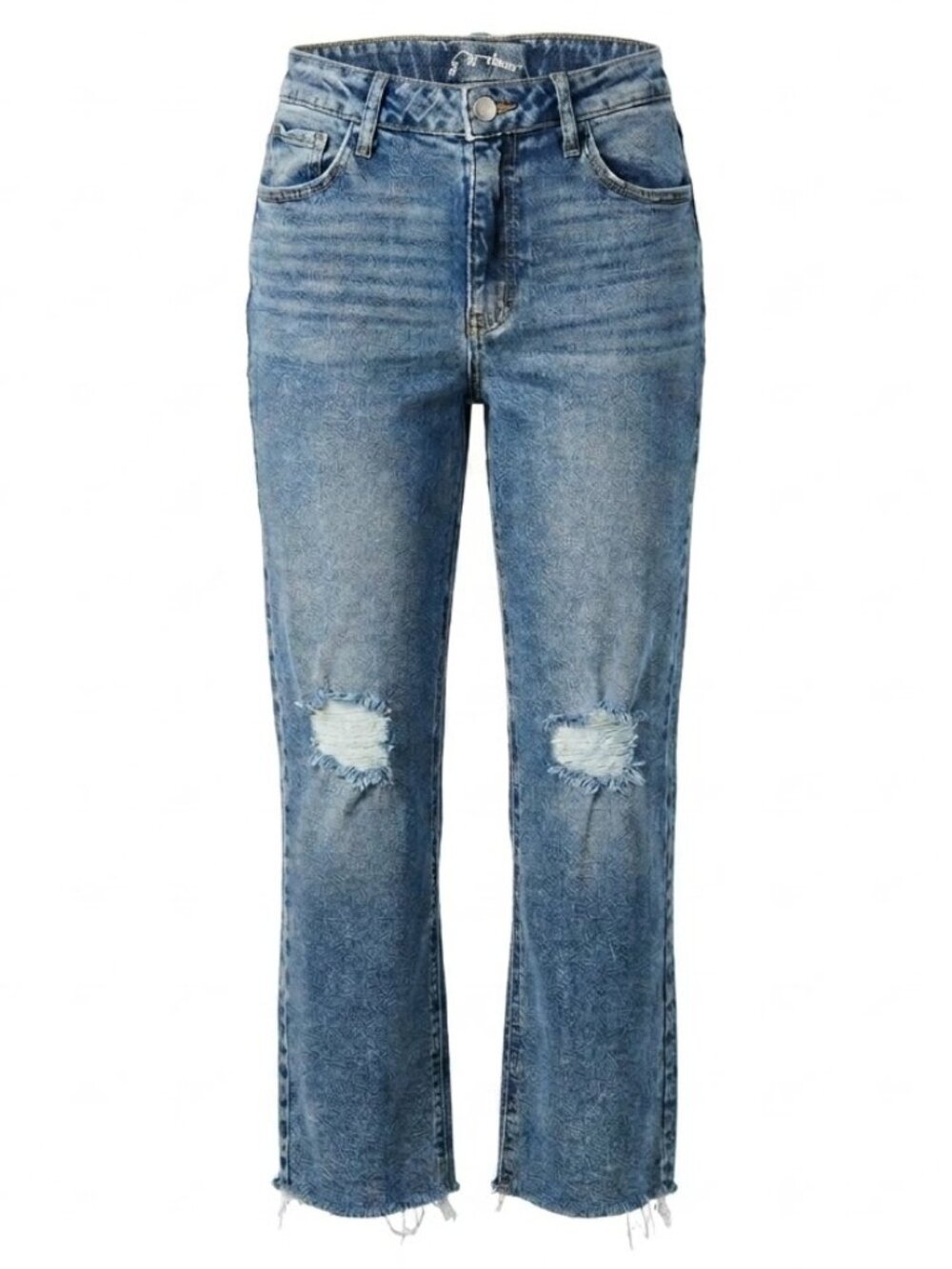 Art Class Girls Distressed Straight Leg Jeans Size 16 Raw Hem High Rise Denim